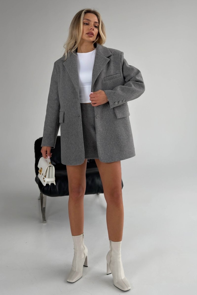 Укорочене пальто Тренд сірий