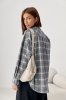 Клітчаста сорочка на гудзиках з опущеними проймами 230927 сірий