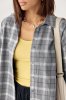 Клітчаста сорочка на гудзиках з опущеними проймами 230927 сірий