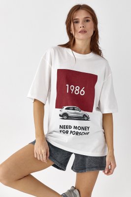 Жіноча футболка з принтом Porsche 25116 білий