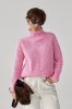 Жіночий в'язаний светр з кісками 260525 рожевий