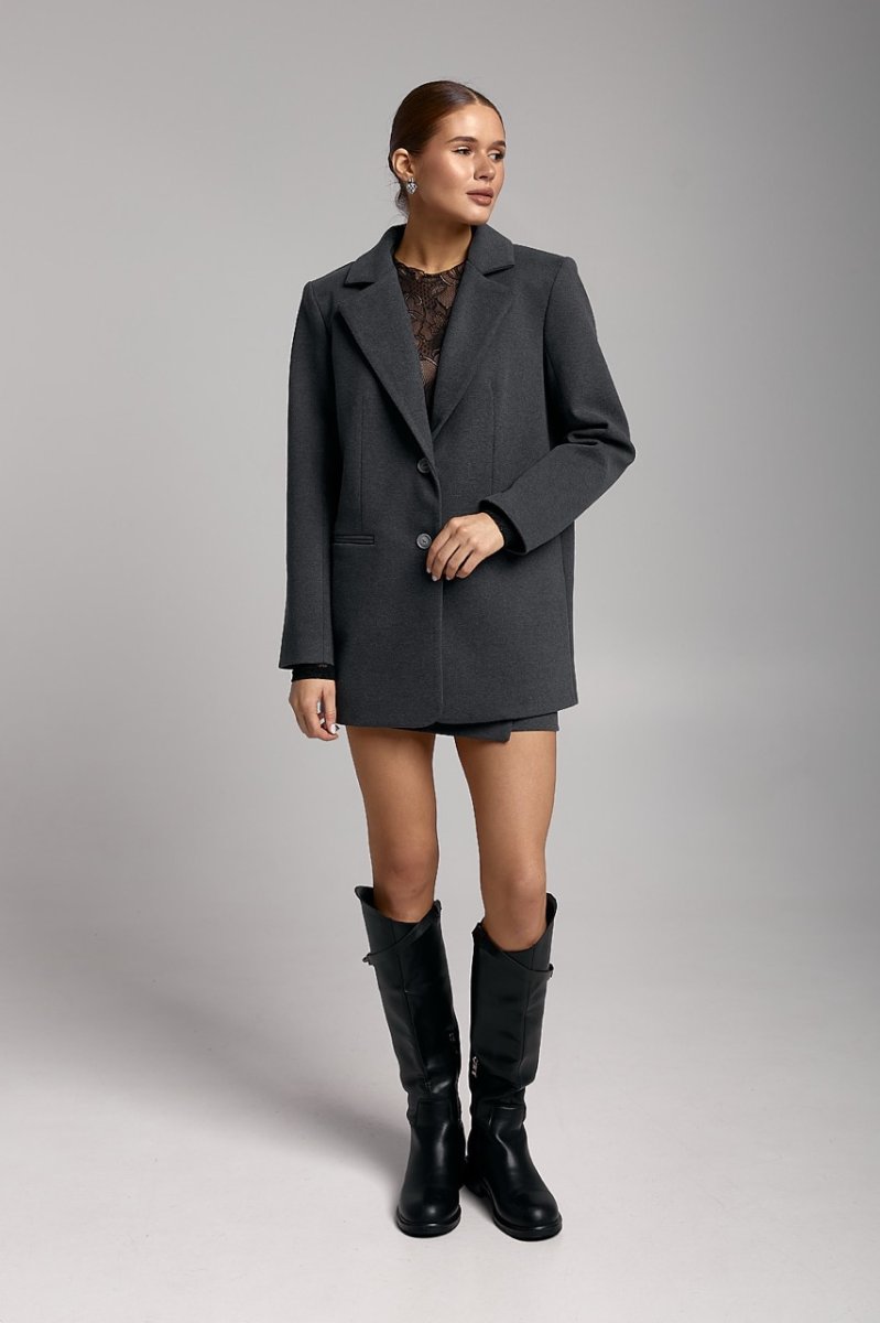 Жіночий приталений піджак графітового кольору 576.1