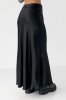 Жіноча атласна спідниця довга на гумці 81151 чорний